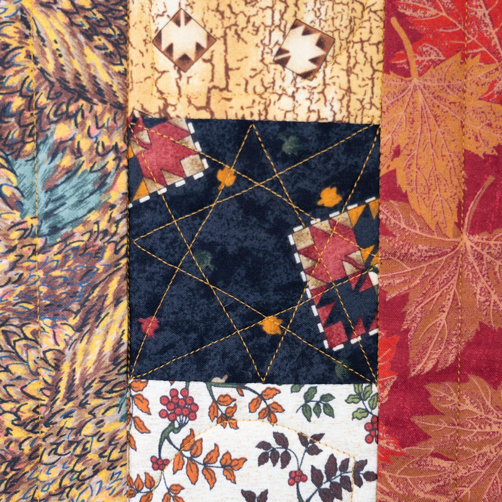 Collage of various fabric patterns including floral, geometric, and leaf designs.