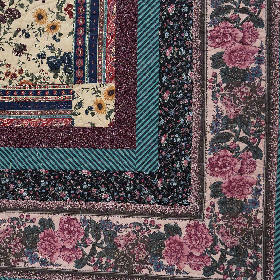Floral patterned fabric with a border design