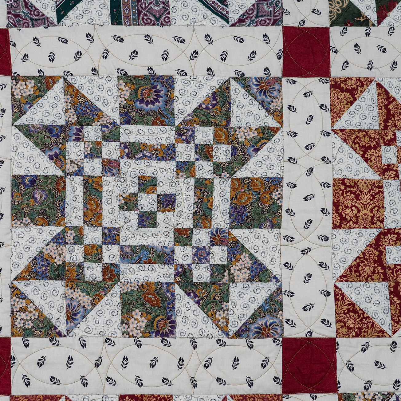Missouri print on a quilt block in a floral multi colour print