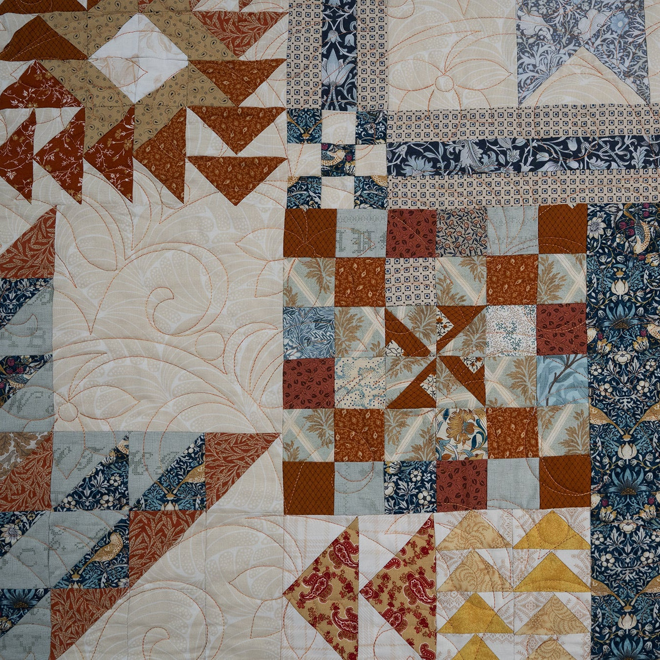 Quilt with various patterns and colors
